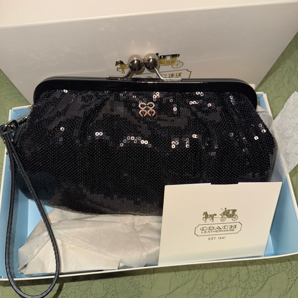 Coach Limited Edition Sequin Kisslock Frame Clutch